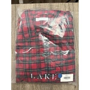 LAKE Men's Flannel Pajama Set Red Tartan Piped Pants Small NWT